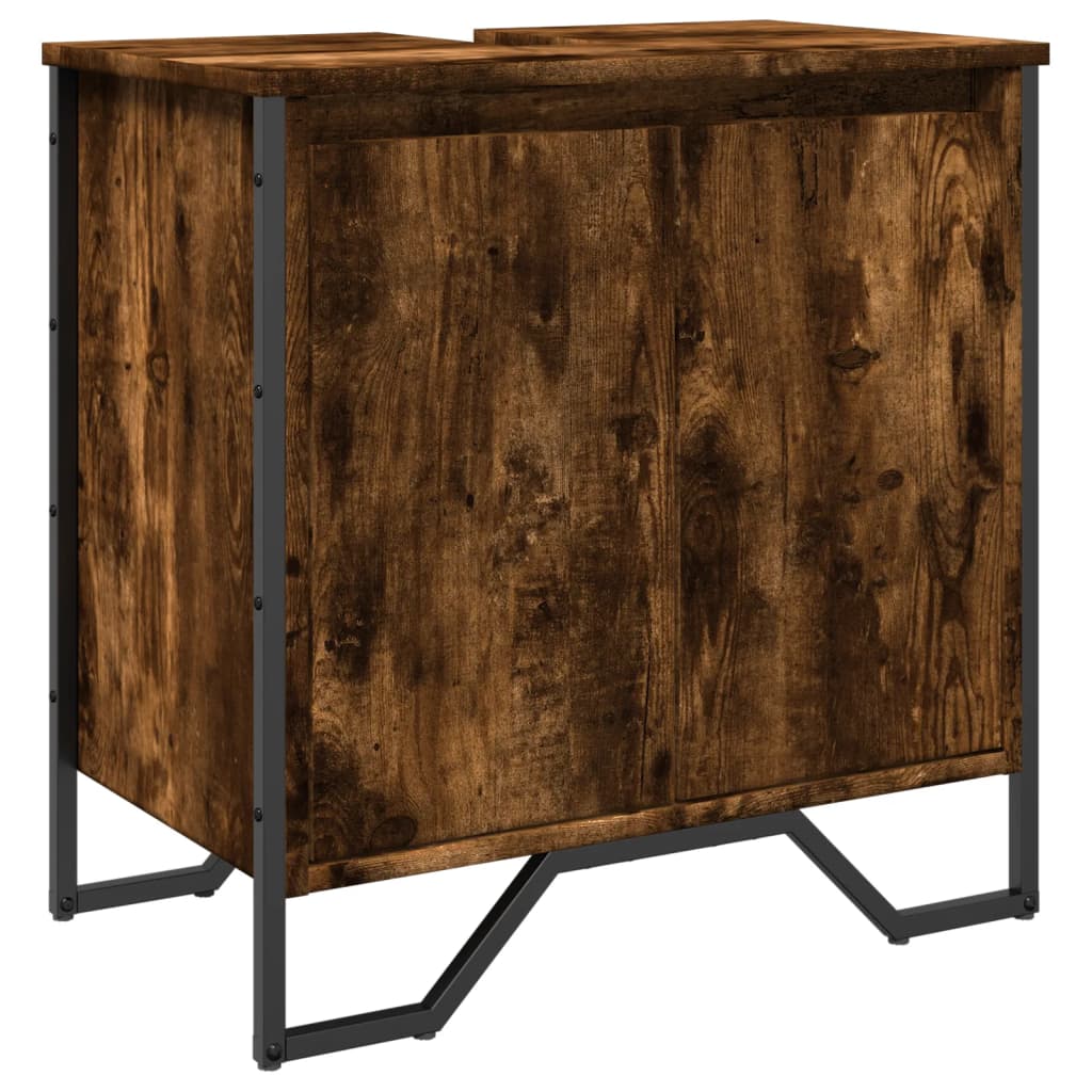 Mobile Lavabo Bagno Rovere Fumo 60x35x60 cm Legno Multistrato | homemem39