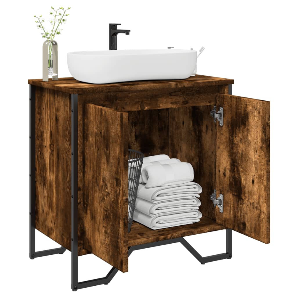 Mobile Lavabo Bagno Rovere Fumo 60x35x60 cm Legno Multistrato | homemem39