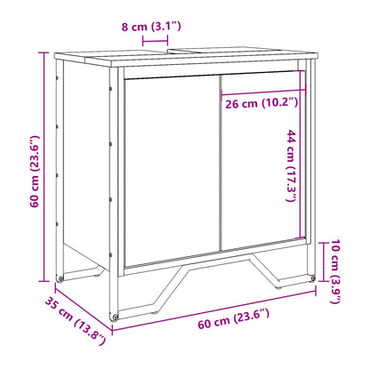 Mobile Lavabo Bagno Grigio Sonoma 60x35x60 cm in Truciolato | homemem39