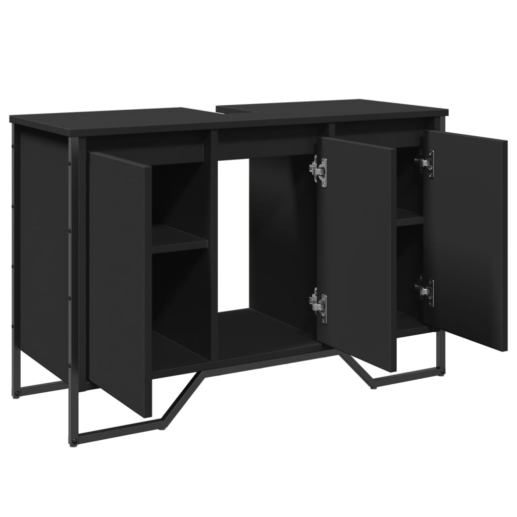 Mobile Lavabo Bagno Nero 91x35x60 cm in Truciolato | homemem39