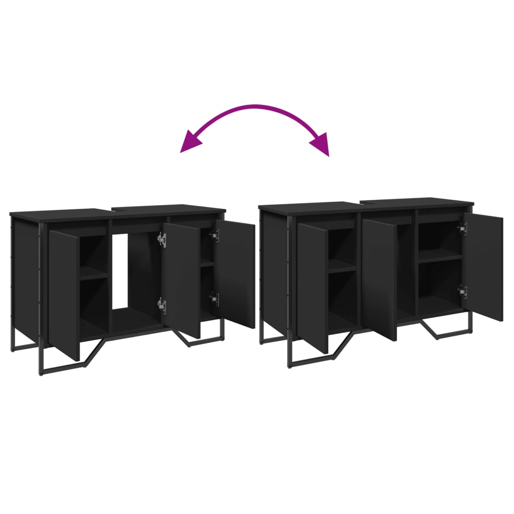 Mobile Lavabo Bagno Nero 91x35x60 cm in Truciolato | homemem39
