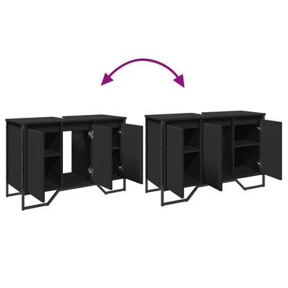 Mobile Lavabo Bagno Nero 91x35x60 cm in Truciolato | homemem39