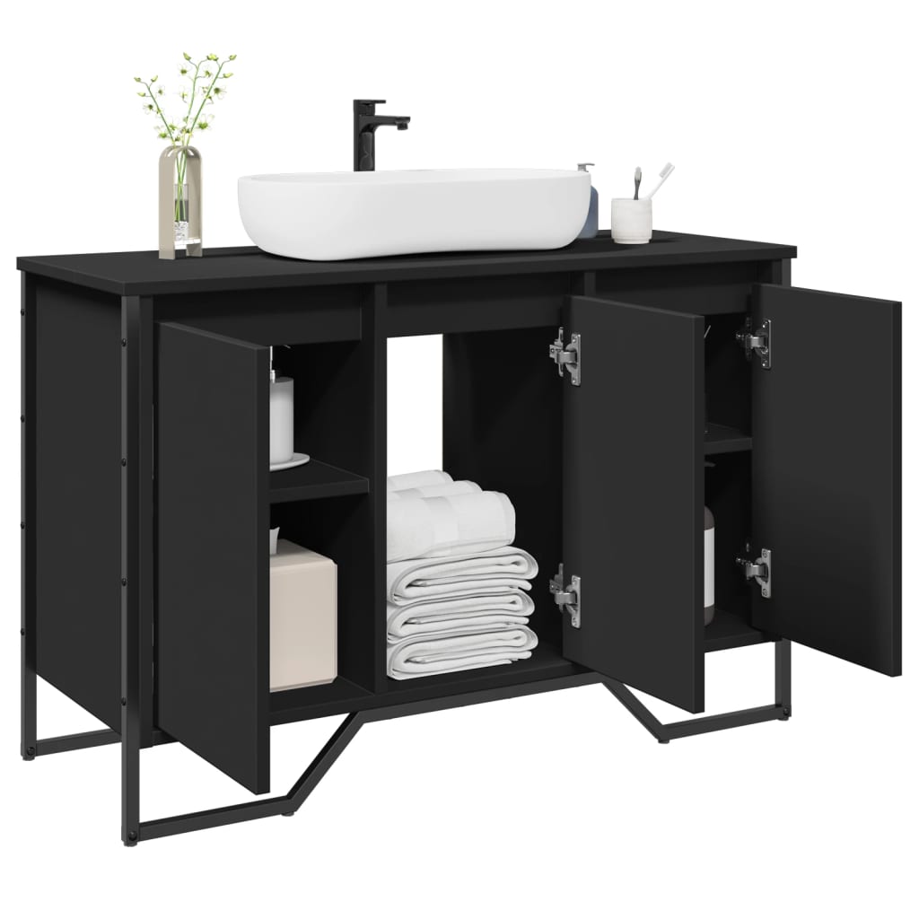 Mobile Lavabo Bagno Nero 91x35x60 cm in Truciolato | homemem39