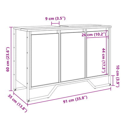 Mobile Lavabo Bagno Rovere Sonoma 91x35x60 cm in Truciolato | homemem39