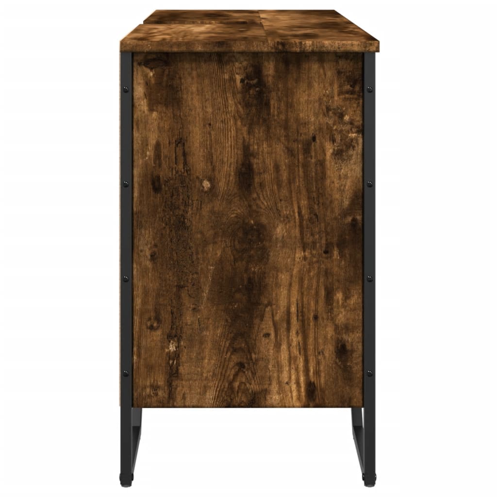 Mobile Lavabo Bagno Rovere Fumo 91x35x60 cm in Truciolato