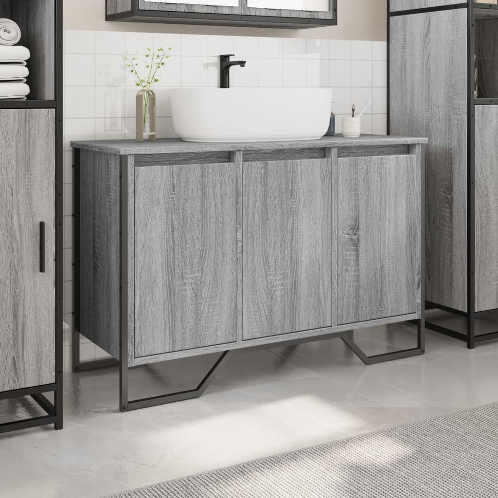 Mobile Lavabo Bagno Grigio Sonoma 91x35x60 cm in Truciolato | homemem39