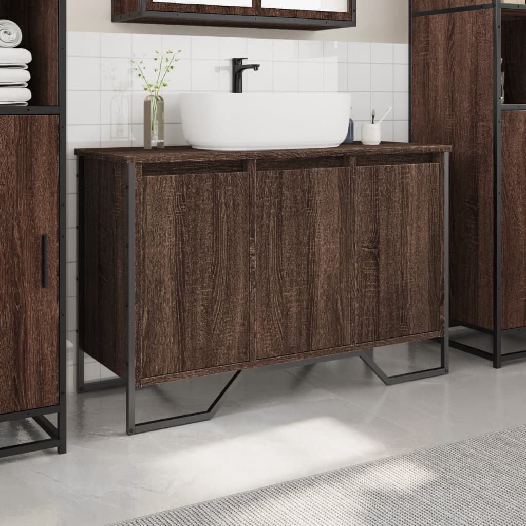 Mobile Lavabo Bagno Rovere Marrone 91x35x60cm in Truciolato | homemem39