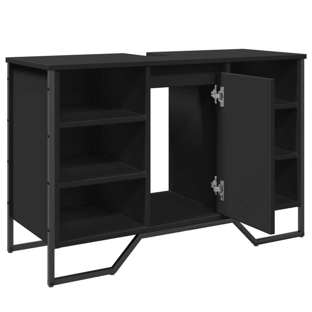 Mobile Lavabo Bagno Nero 91x35x60 cm in Truciolato