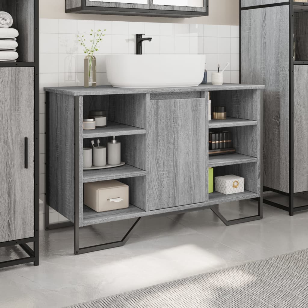 Mobile Lavabo Bagno Grigio Sonoma 91x35x60 cm in Truciolato | homemem39
