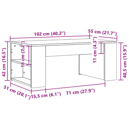 Tavolino Salotto Grigio Cemento 102x55x42 cm Legno Multistrato | homemem39