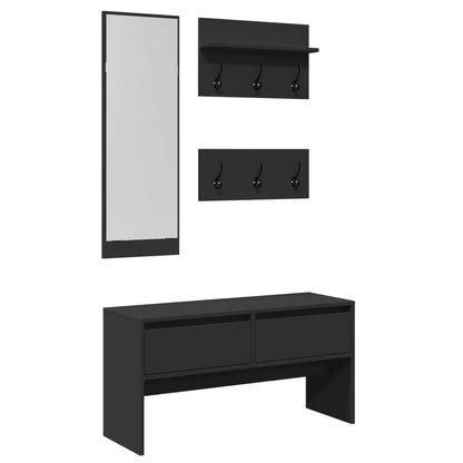 Set Mobili da Ingresso 4 pz Nero in Legno Multistrato | homemem39