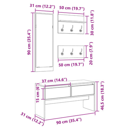 Set Mobili da Ingresso 4 pz Rovere Sonoma in Legno Multistrato | homemem39