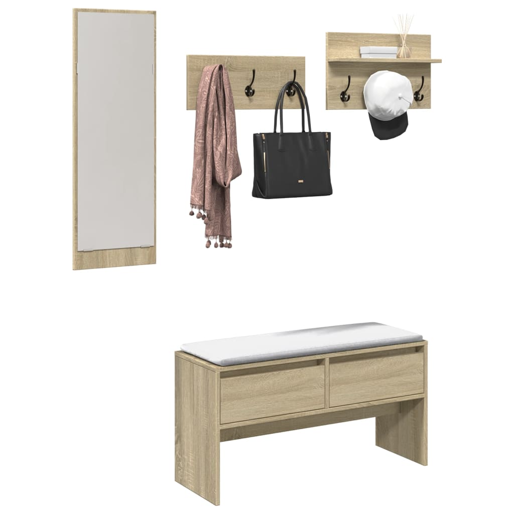 Set Mobili da Ingresso 4 pz Rovere Sonoma in Legno Multistrato | homemem39