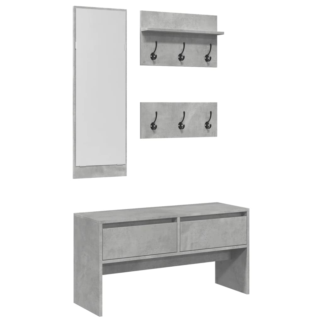 Set Mobili da Ingresso 4 pz Grigio Cemento in Legno Multistrato | homemem39
