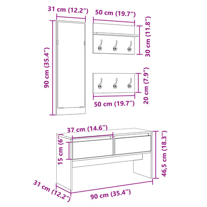 Set Mobili da Ingresso 4 pz Grigio Cemento in Legno Multistrato | homemem39