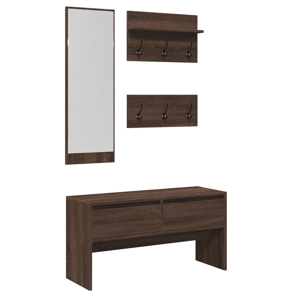 Set Mobili da Ingresso 4 pz Rovere Marrone in Legno Multistrato | homemem39