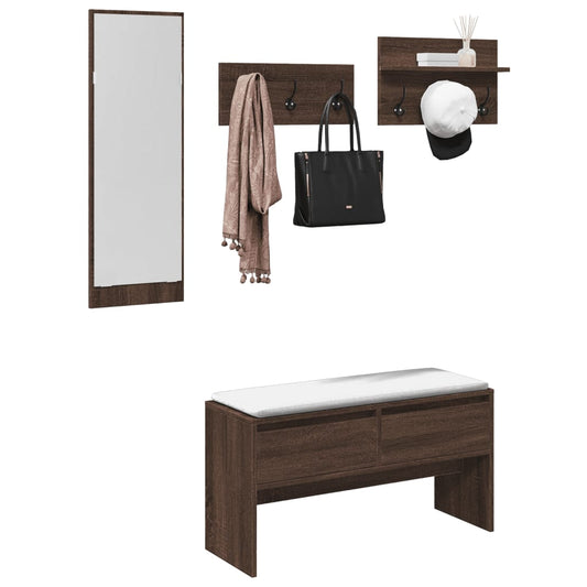 Set Mobili da Ingresso 4 pz Rovere Marrone in Legno Multistrato | homemem39