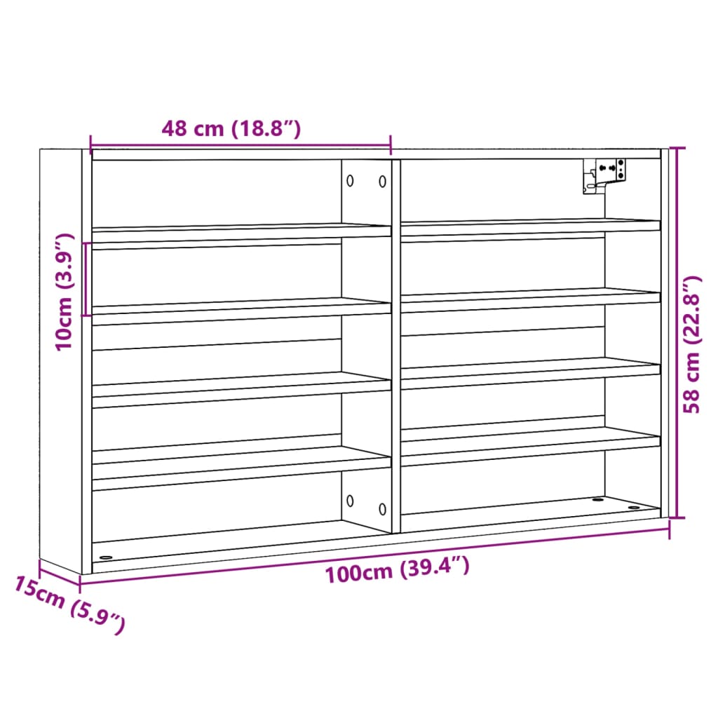 Armadietto Vetrina Rovere Sonoma 100x15x58 cm Legno Multistrato