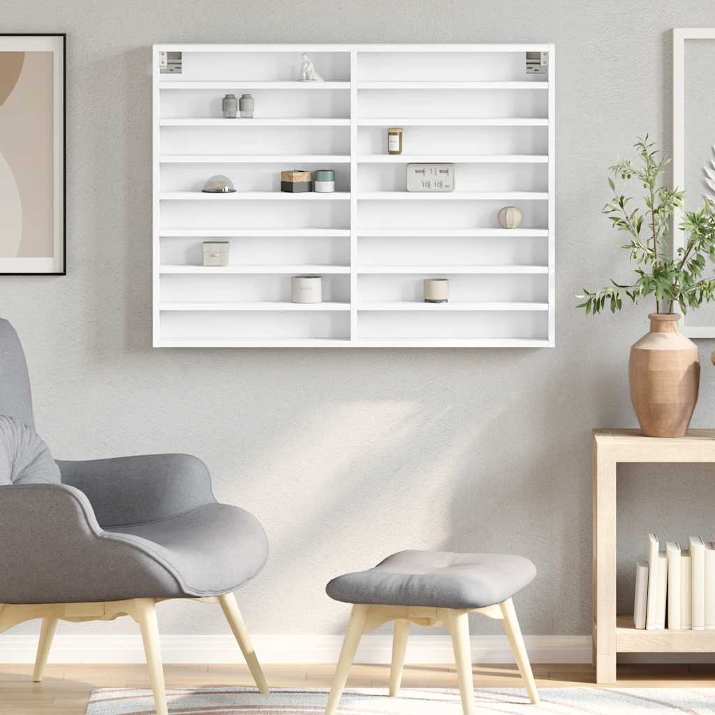 Armadietto con Vetrina Bianco 100x8,5x75 cm Legno Multistrato | homemem39