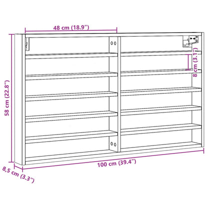 Armadietto Vetrina Rovere Sonoma 100x8,5x58cm Legno Multistrato