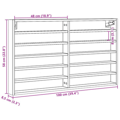 Armadietto Vetrina Rovere Fumo 100x8,5x58 cm Legno Multistrato