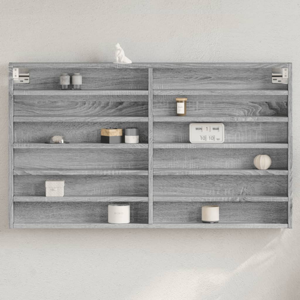 Armadietto Vetrina Grigio Sonoma 100x8,5x58cm Legno Multistrato