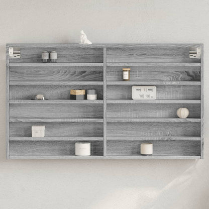 Armadietto Vetrina Grigio Sonoma 100x8,5x58cm Legno Multistrato