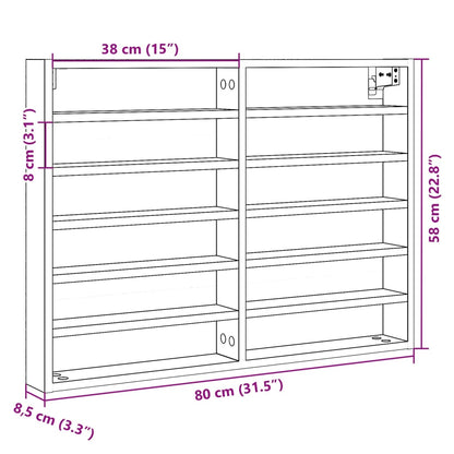 Armadietto Vetrina Rovere Fumo 80x8,5x58 cm Legno Multistrato