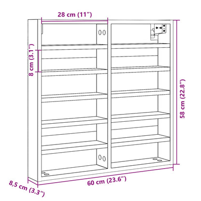 Armadietto Vetrina Grigio Cemento 60x8,5x58 cm Multistrato