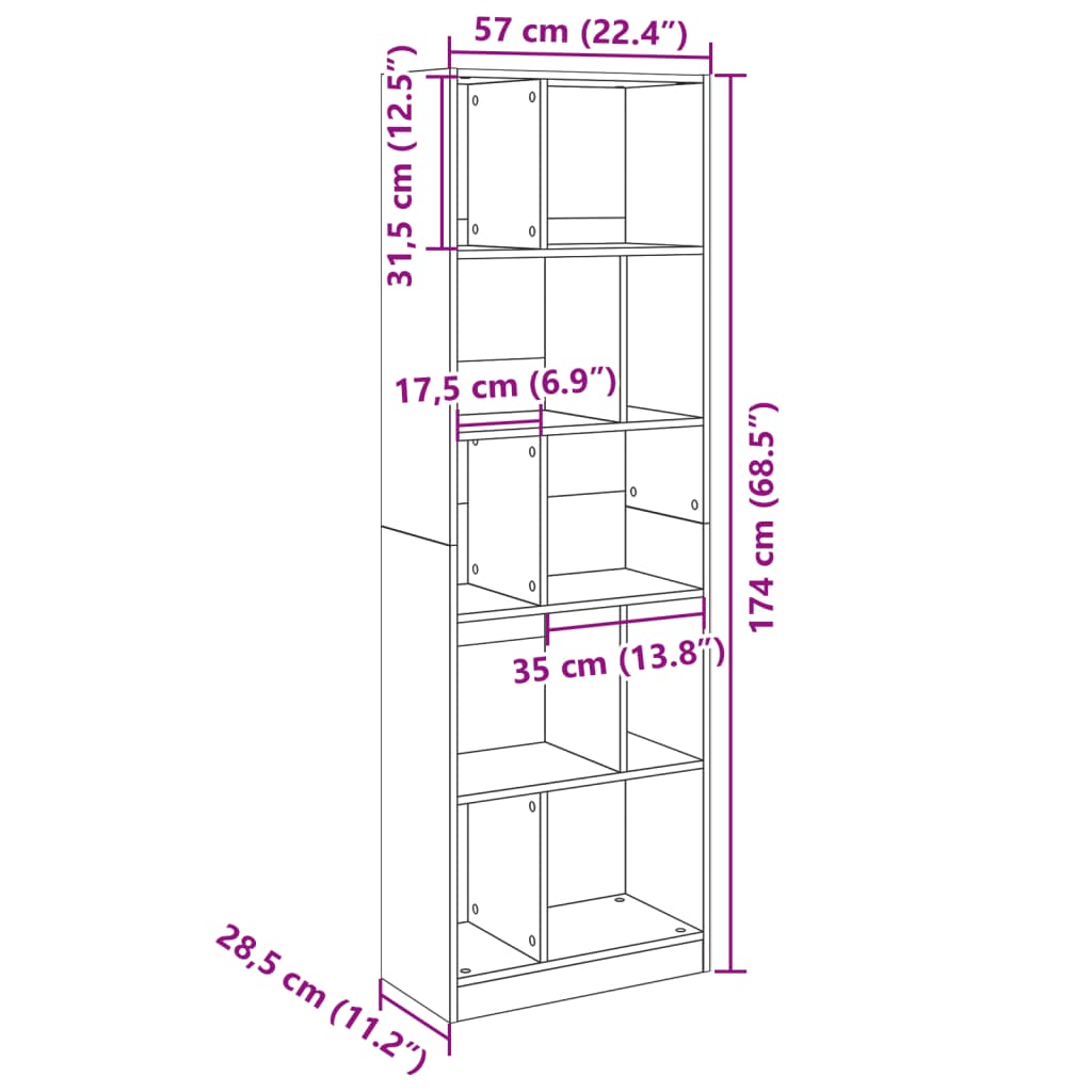 Libreria Bianca 57x28,5x174 cm in Legno Multistrato