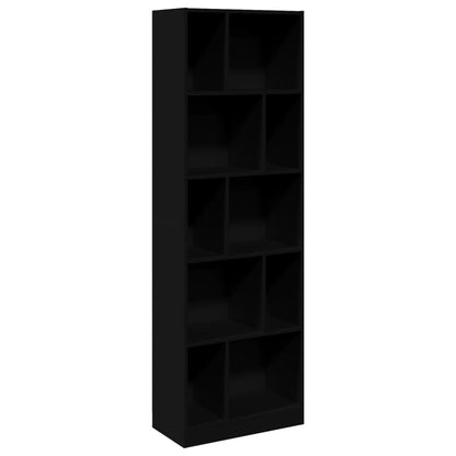 Libreria Nera 57x28,5x174 cm in Legno Multistrato