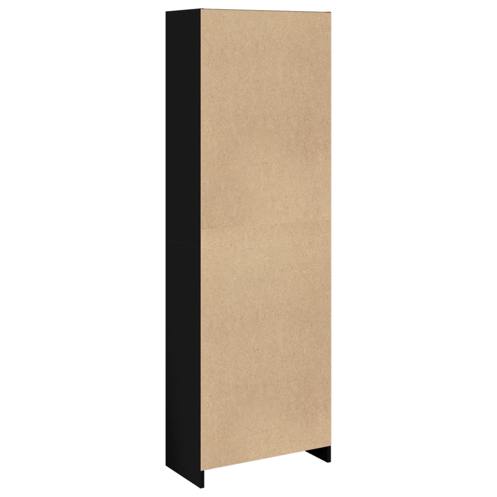 Libreria Nera 57x28,5x174 cm in Legno Multistrato