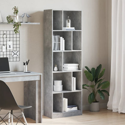 Libreria Grigio Cemento 57x28,5x174 cm in Legno Multistrato