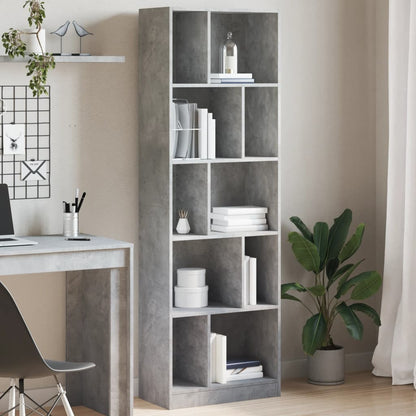 Libreria Grigio Cemento 57x28,5x174 cm in Legno Multistrato