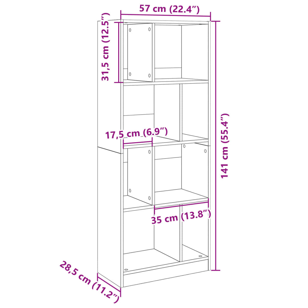 Libreria Bianca 57x28,5x141 cm in Legno Multistrato