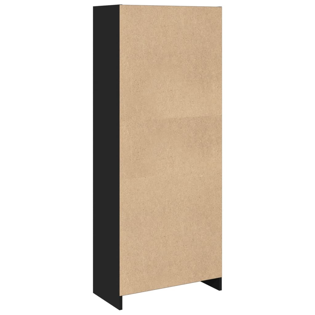 Libreria Nera 57x28,5x141 cm in Legno Multistrato