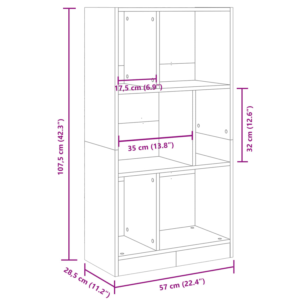 Libreria Bianca 57x28,5x107,5 cm in Legno Multistrato