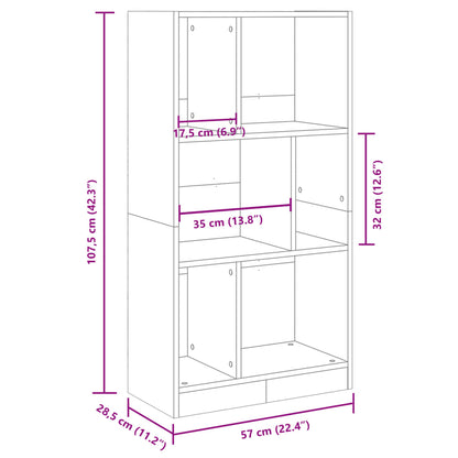 Libreria Bianca 57x28,5x107,5 cm in Legno Multistrato