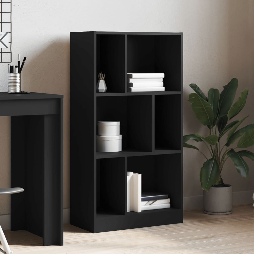 Libreria Nera 57x28,5x107,5 cm in Legno Multistrato