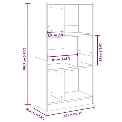 Libreria Grigio Cemento 57x28,5x107,5 cm in Legno Multistrato