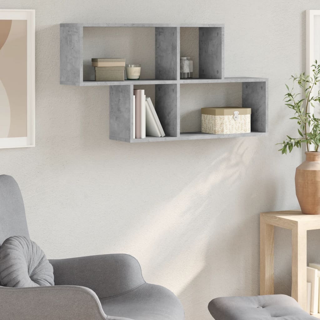 Scaffale a Muro Grigio Cemento 100x20x53 cm Legno Multistrato | homemem39