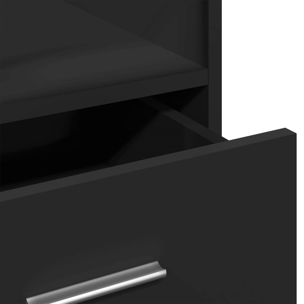 Leggio con Ruote e Cassetto Nero 55x55x107 cm in Multistrato - homemem39