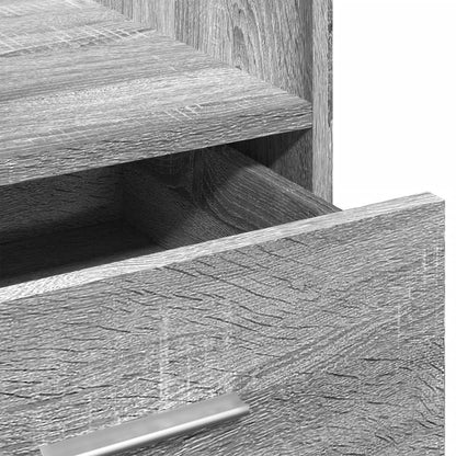 Leggio con Ruote Cassetto Grigio Sonoma 55x55x107cm Multistrato - homemem39