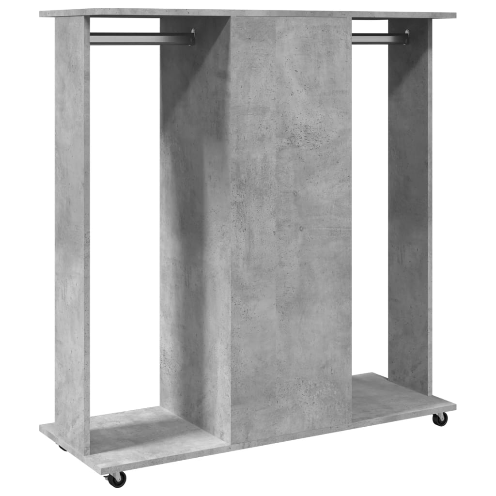 Armadio con Ruote Grigio Cemento 102x38x110cm Legno Multistrato