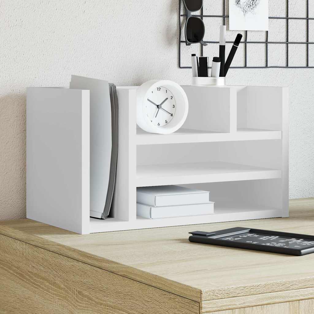 Organizer da Scrivania Bianco 44,5x24x25 cm Legno Multistrato