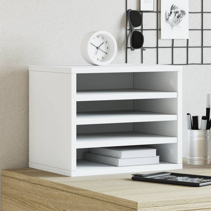 Organizer per la Scrivania Bianco 36x26x29,5 cm in Multistrato