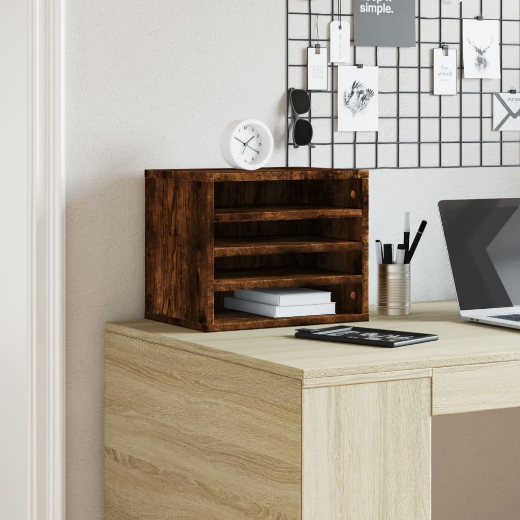 Organizer Scrivania Rovere Fumo 36x26x29,5cm Legno Multistrato