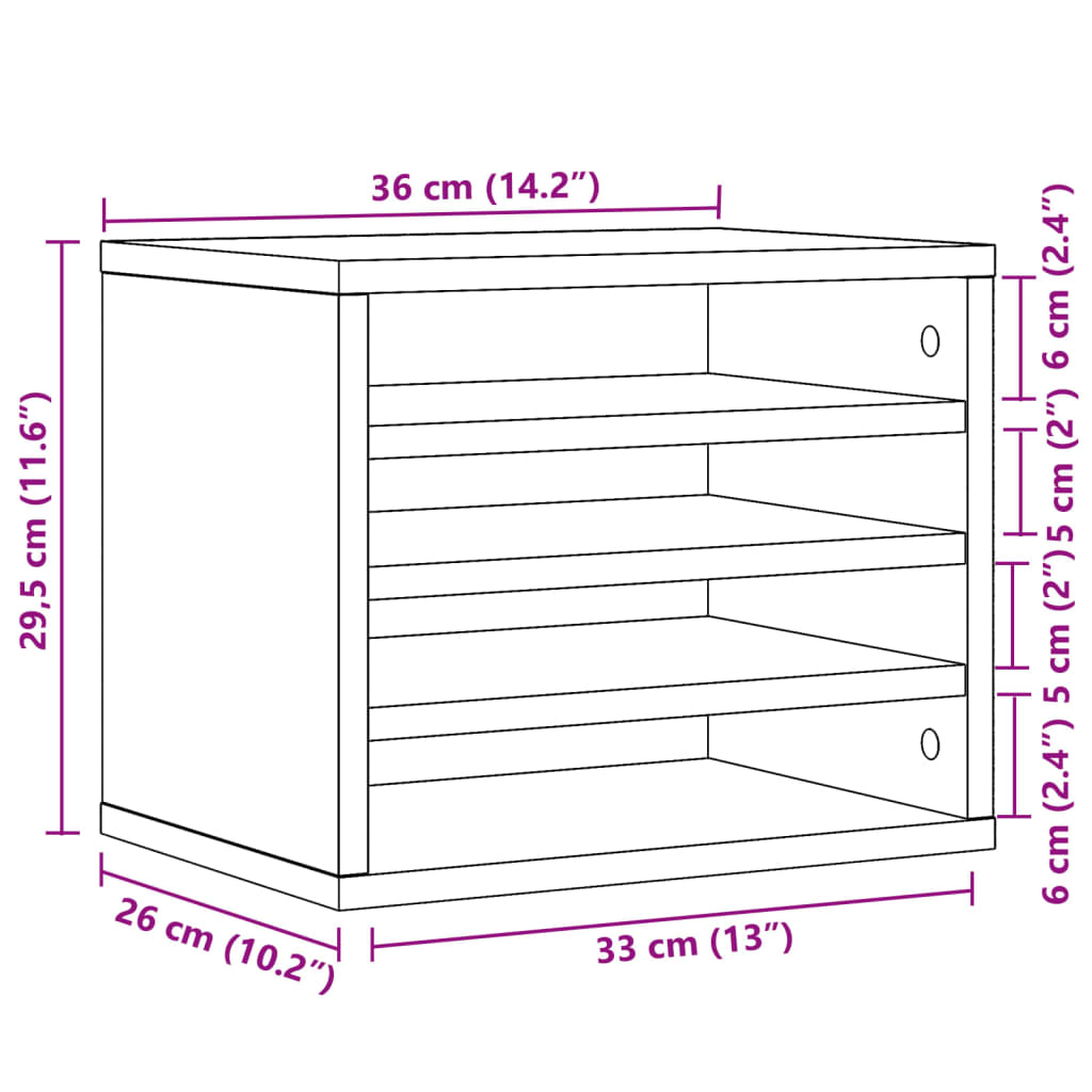 Organizer Scrivania Rovere Fumo 36x26x29,5cm Legno Multistrato | homemem39