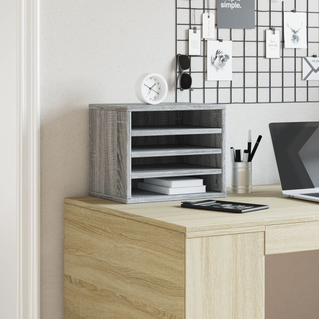 Organizer Scrivania Grigio Sonoma 36x26x29,5 Legno Multistrato