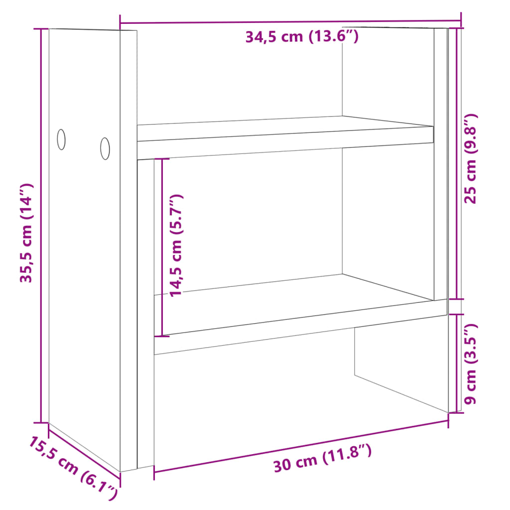 Organizer Scrivania Bianco 34,5x15,5x35,5 cm Legno Multistrato